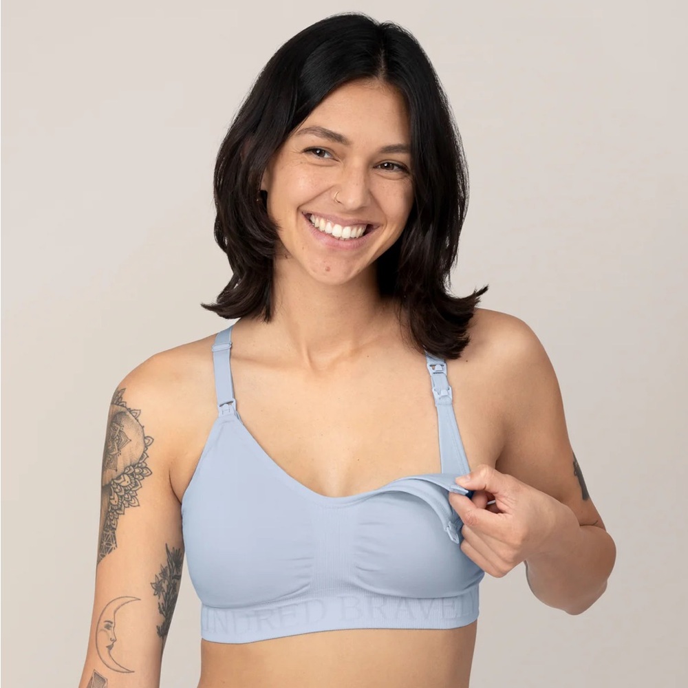 Sublime® Hands-Free Pumping & Nursing Sports Bra | French Blue, Size Small Busty
